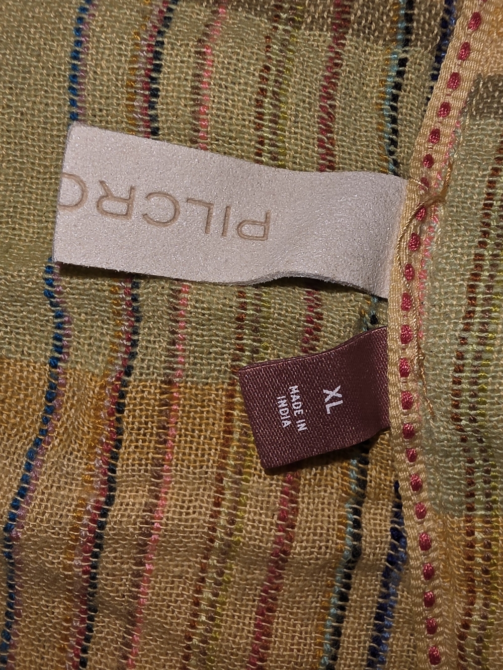 Pilcro Anthropologie XL Plaid Gauze Button Front Yoke Top Mustard Yellow Boho - Picture 3 of 10